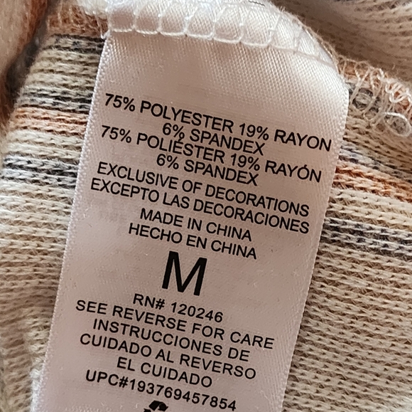 Wallflower Baja Hoodie Pullover M Boho Southwestern Striped Kangaroo Pocket Top - Picture 7 of 7